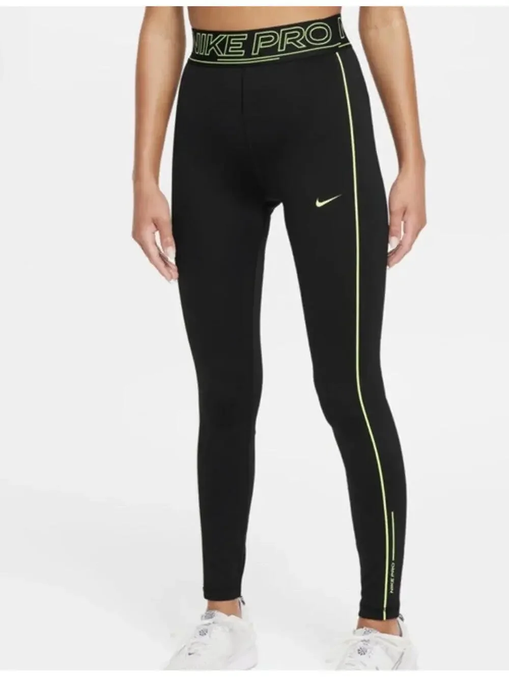 $48 Nike Pro Girls Size XS Dri-FIT Mid-Rise Leggings Black FZ5613 010